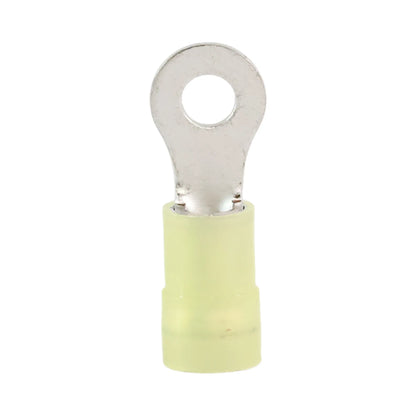 Yellow nylon insulated ring terminal M4 (100 pack) for caravan, rv, and campervan 12v wiring connections