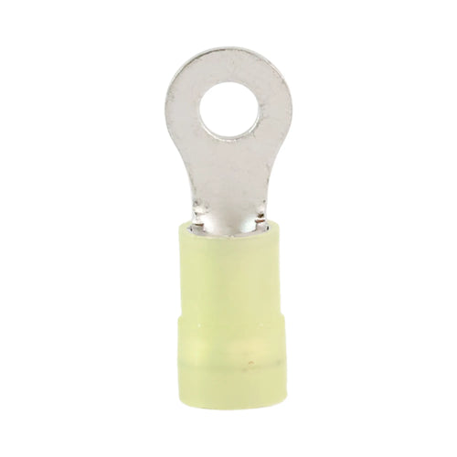 Yellow nylon insulated ring terminal M4 (100 pack) for caravan, rv, and campervan 12v wiring connections