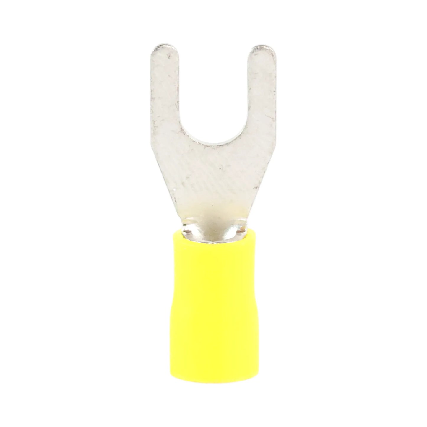 Yellow vinyl fork terminal M6 (100 pack) for caravan, rv, and campervan 12v wiring connections