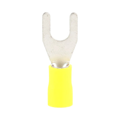 Yellow vinyl fork terminal M6 (100 pack) for caravan, rv, and campervan 12v wiring connections