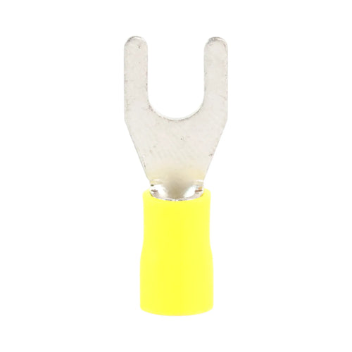 Yellow vinyl fork terminal M6 (100 pack) for caravan, rv, and campervan 12v wiring connections